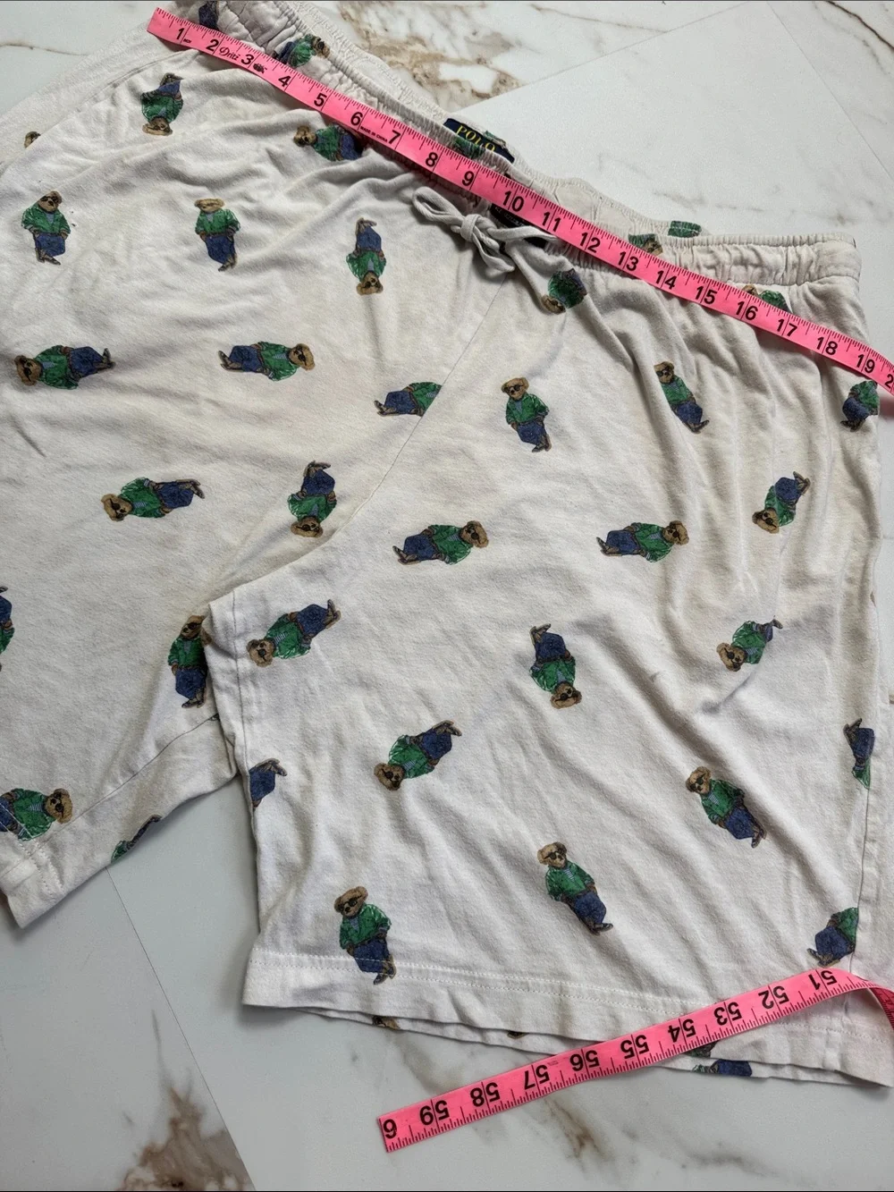 Polo Ralph Lauren Men's White Polo Bear Graphic Jersey Sleep Shorts Sz XL Trendy